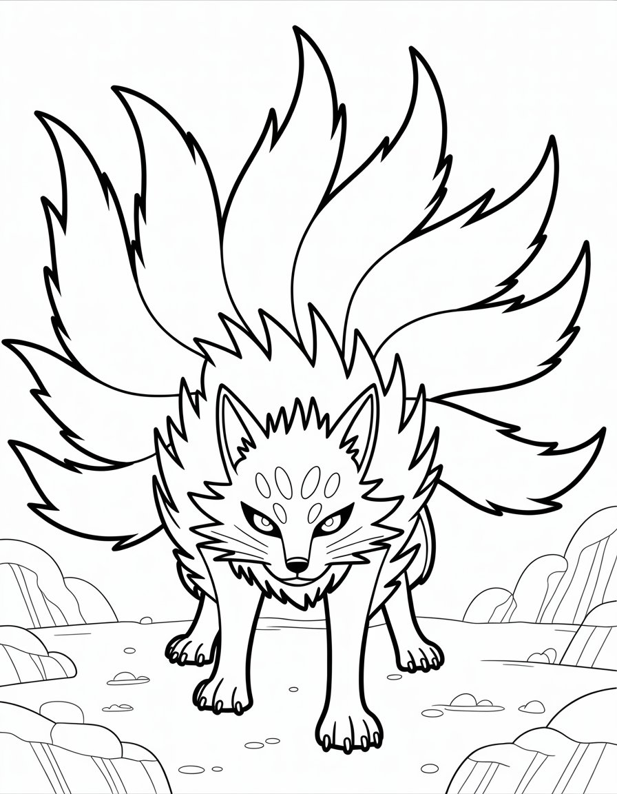 nine tailed fox naruto coloring page
