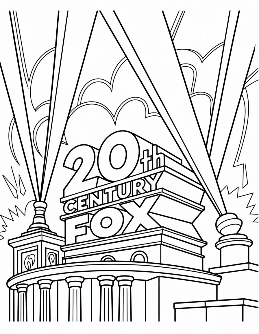 printable 20th century fox logo coloring page