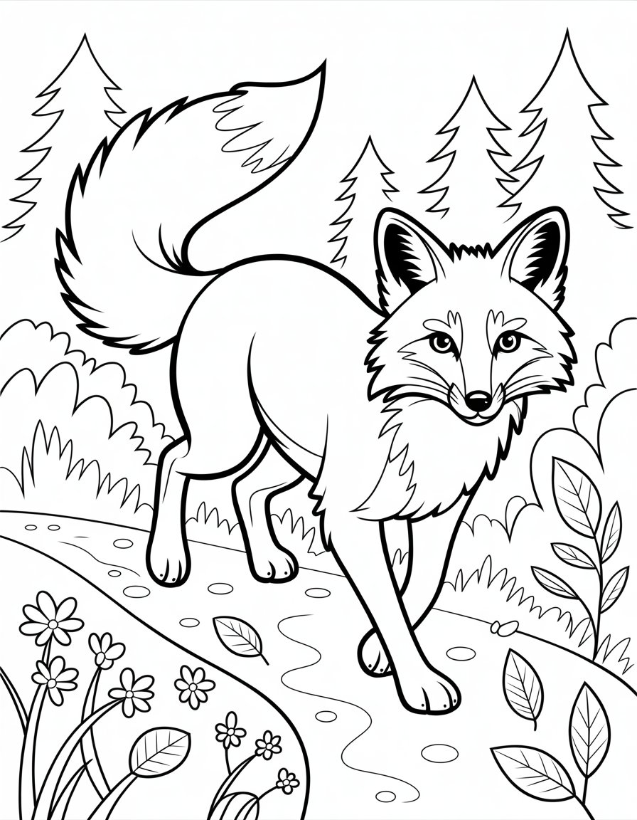 red fox coloring page