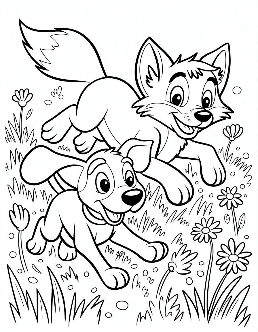 todd and copper fox and the hound coloring page
