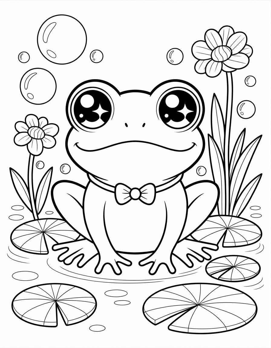 anime frog coloring page