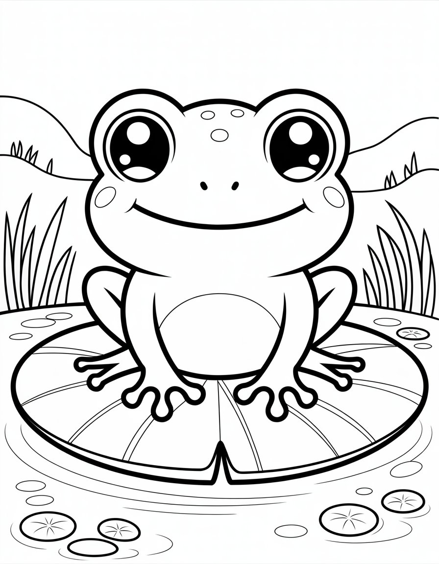 chibi frog coloring page