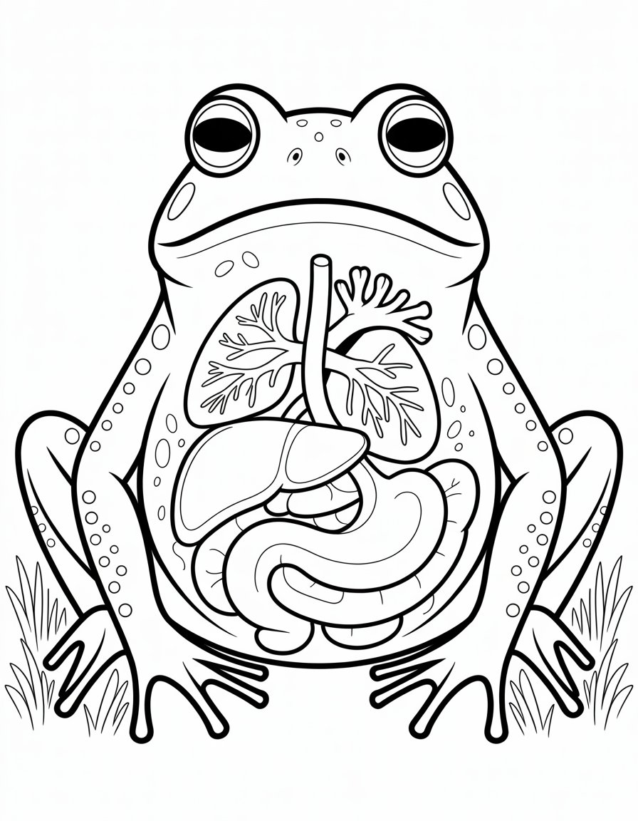 frog dissection coloring page