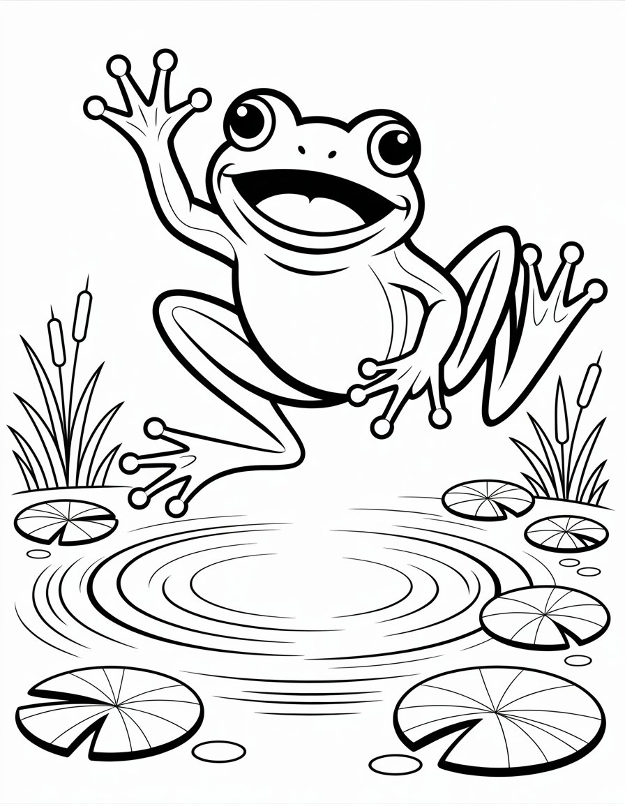 jumping frog coloring page