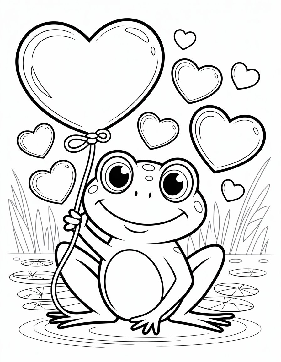 valentines frog coloring page