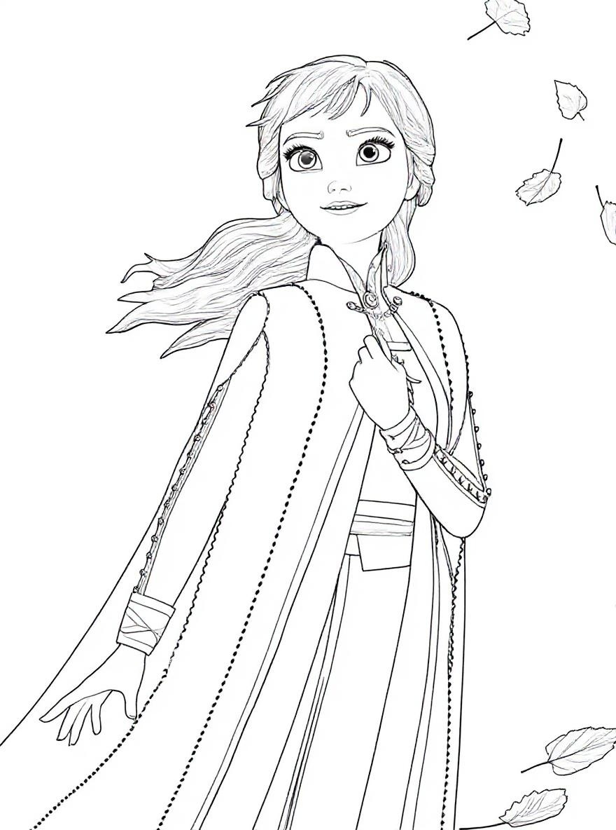 Anna in her cape coloring page