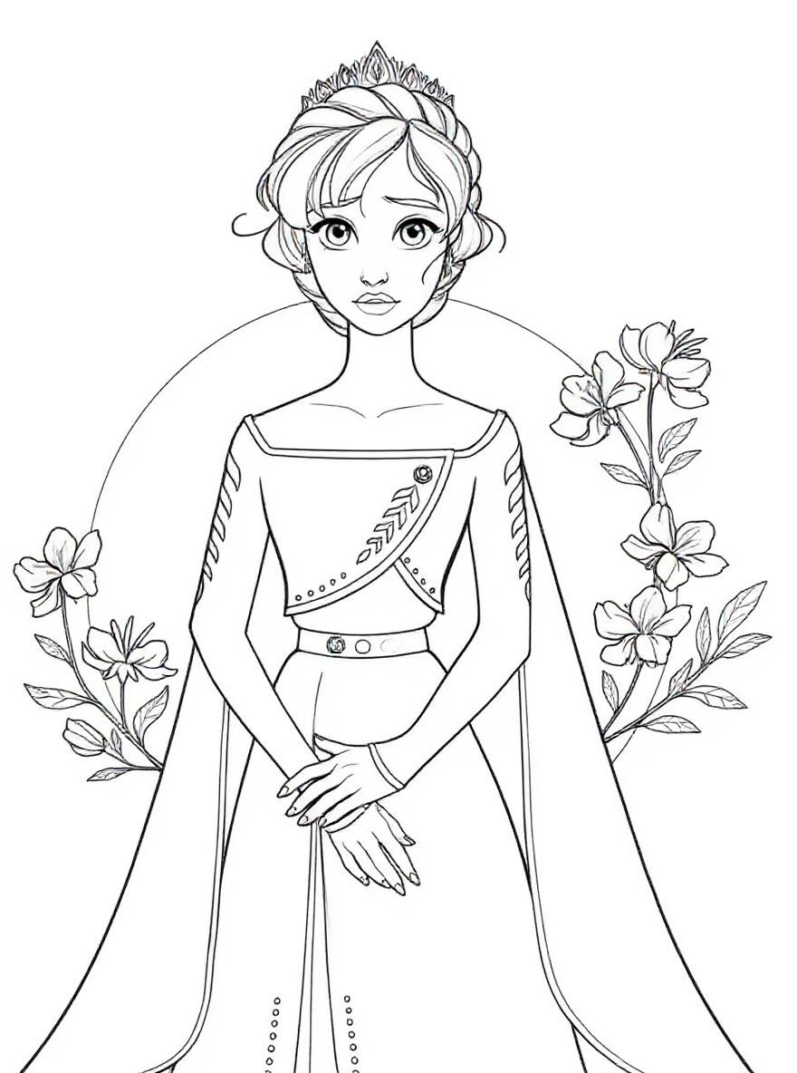 anna with long hair coloring page