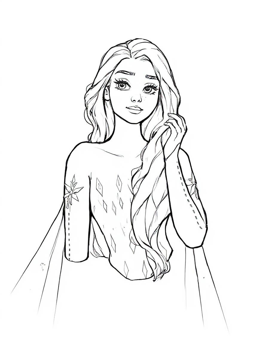 blonde girl in white dress coloring page