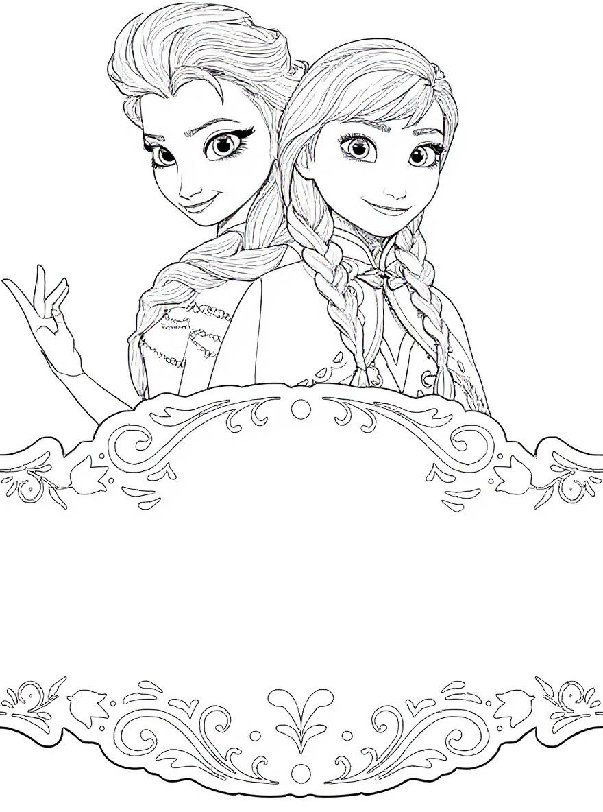 Elsa and Anna best friends coloring page