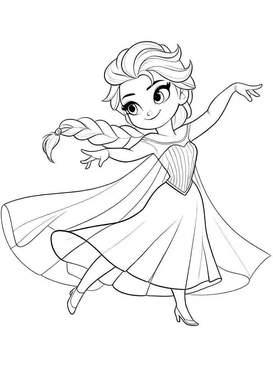 Elsa in an elegant pose coloring page