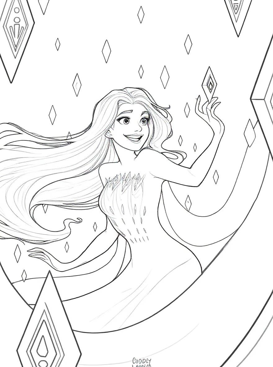 Elsa in white dress coloring page