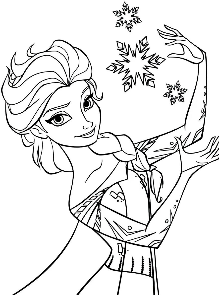 Elsa summoning snow coloring page