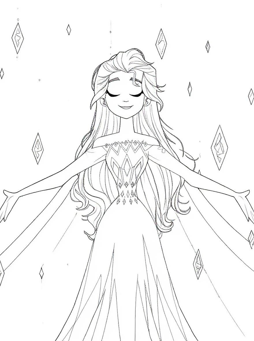 Elsa with open arms coloring page