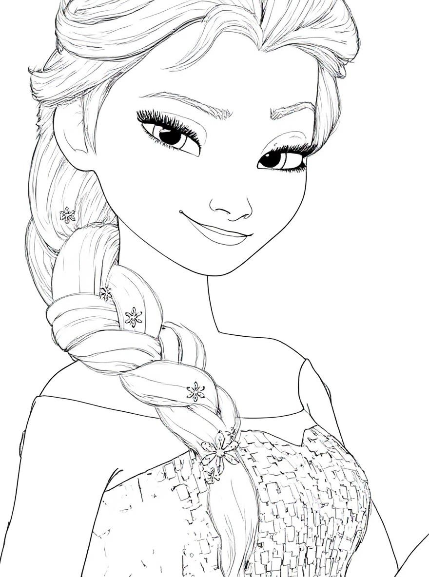 Elsa with purple eyeshadow coloring page