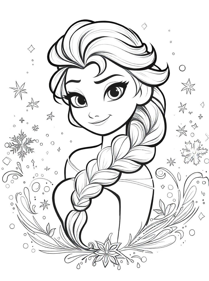 Elsa with Snowflakes coloring page