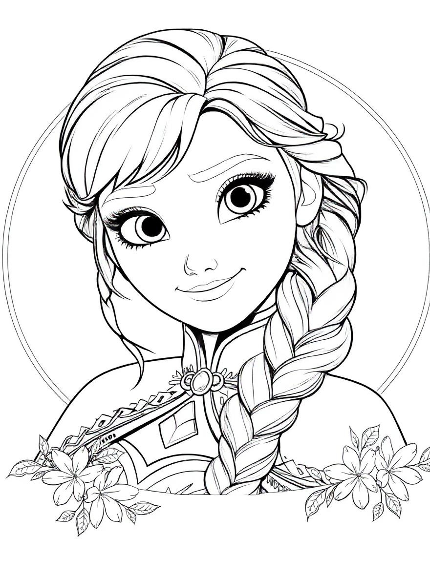 happy anna from frozen coloring page