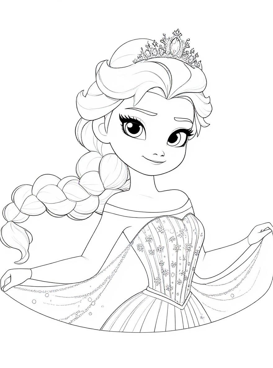 Ice princess with tiara coloring page