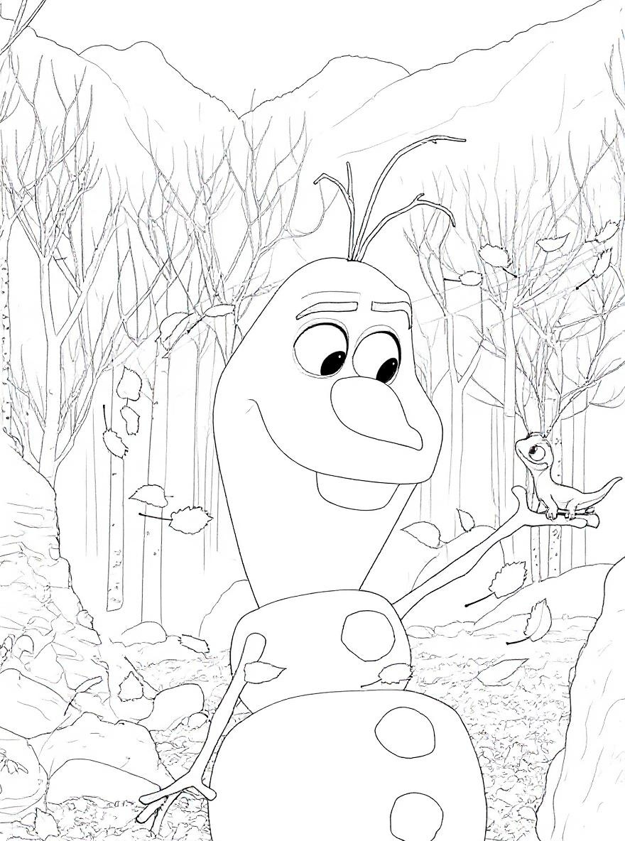 Olaf and Bruni in autumn coloring page