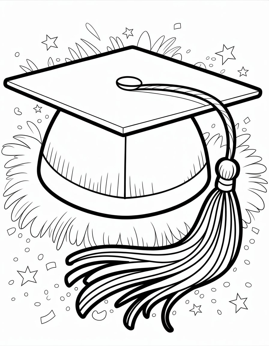 graduation caps coloring page