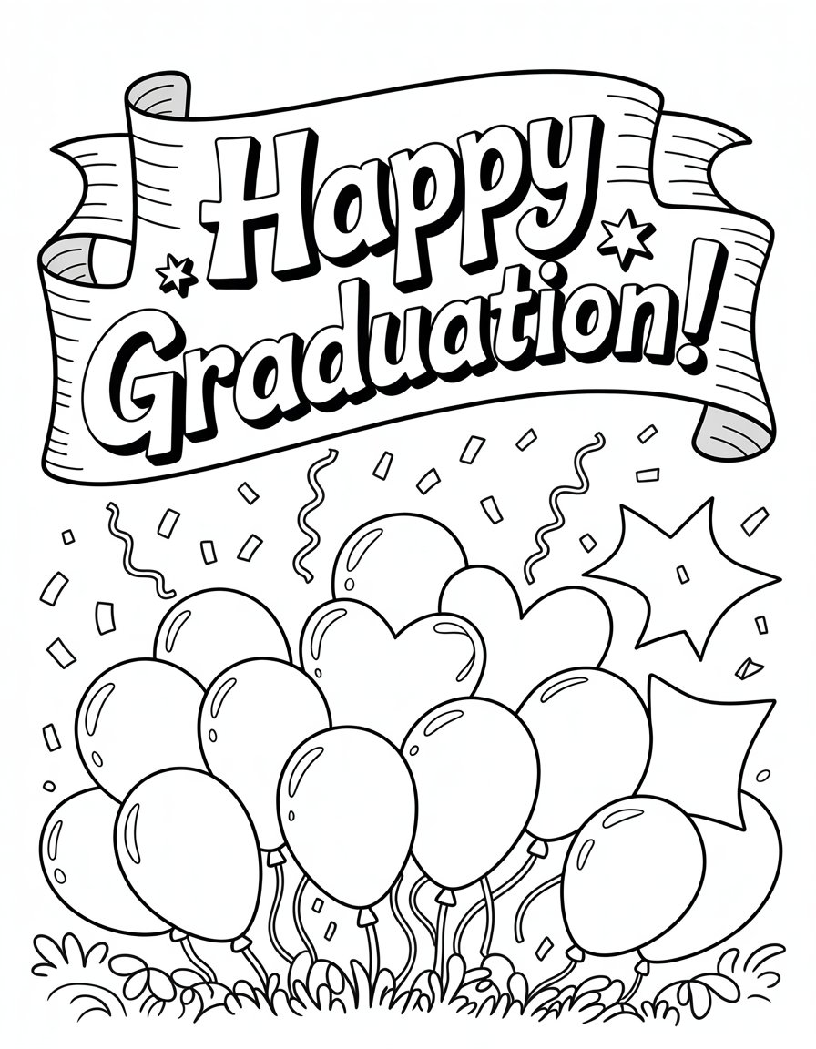 happy graduation coloring page