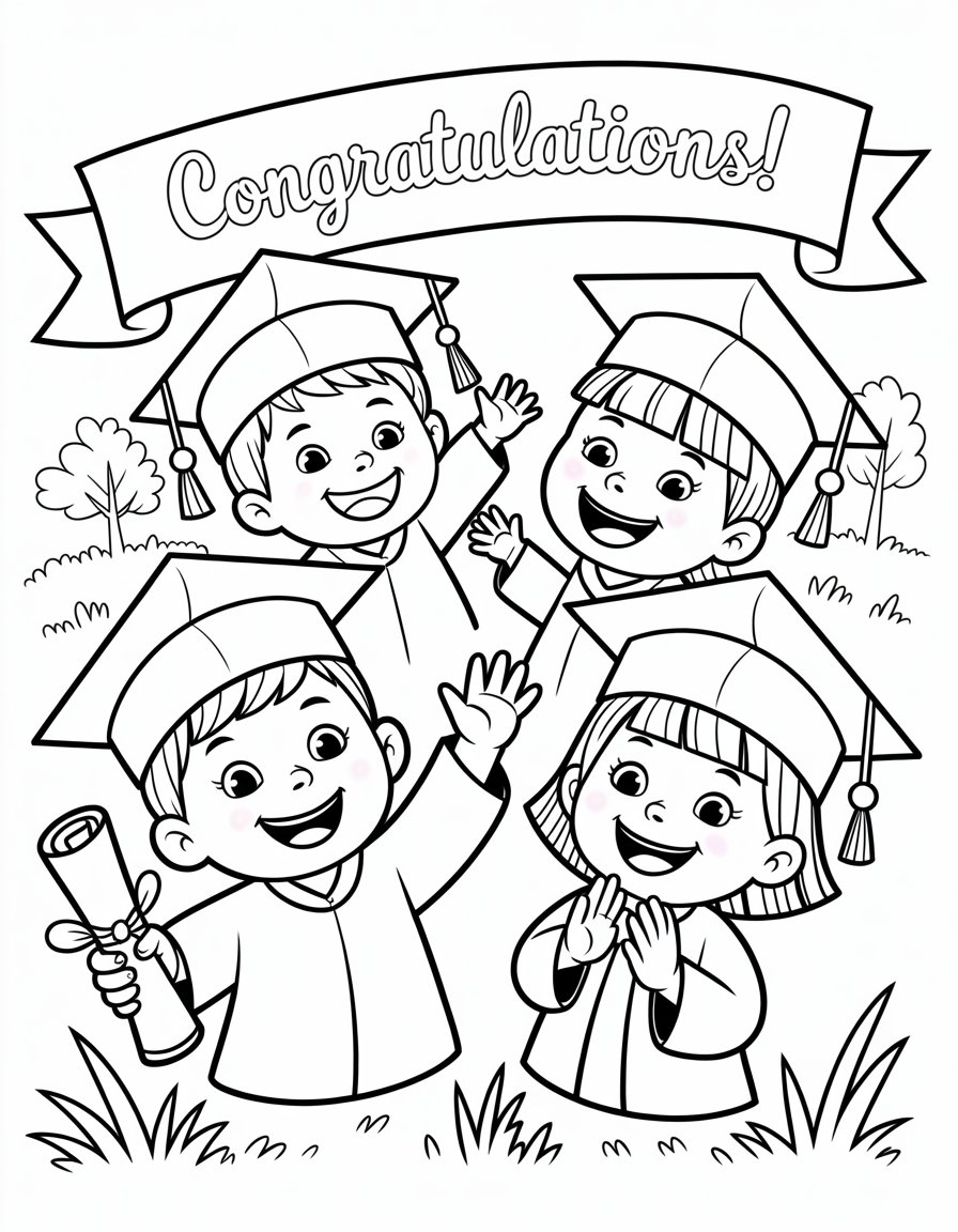 kinder graduation coloring page