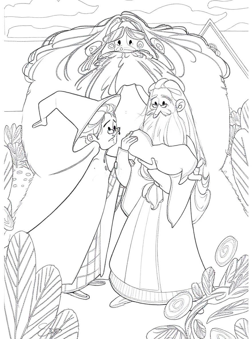 Hagrid Dumbledore McGonagall and baby Harry coloring page