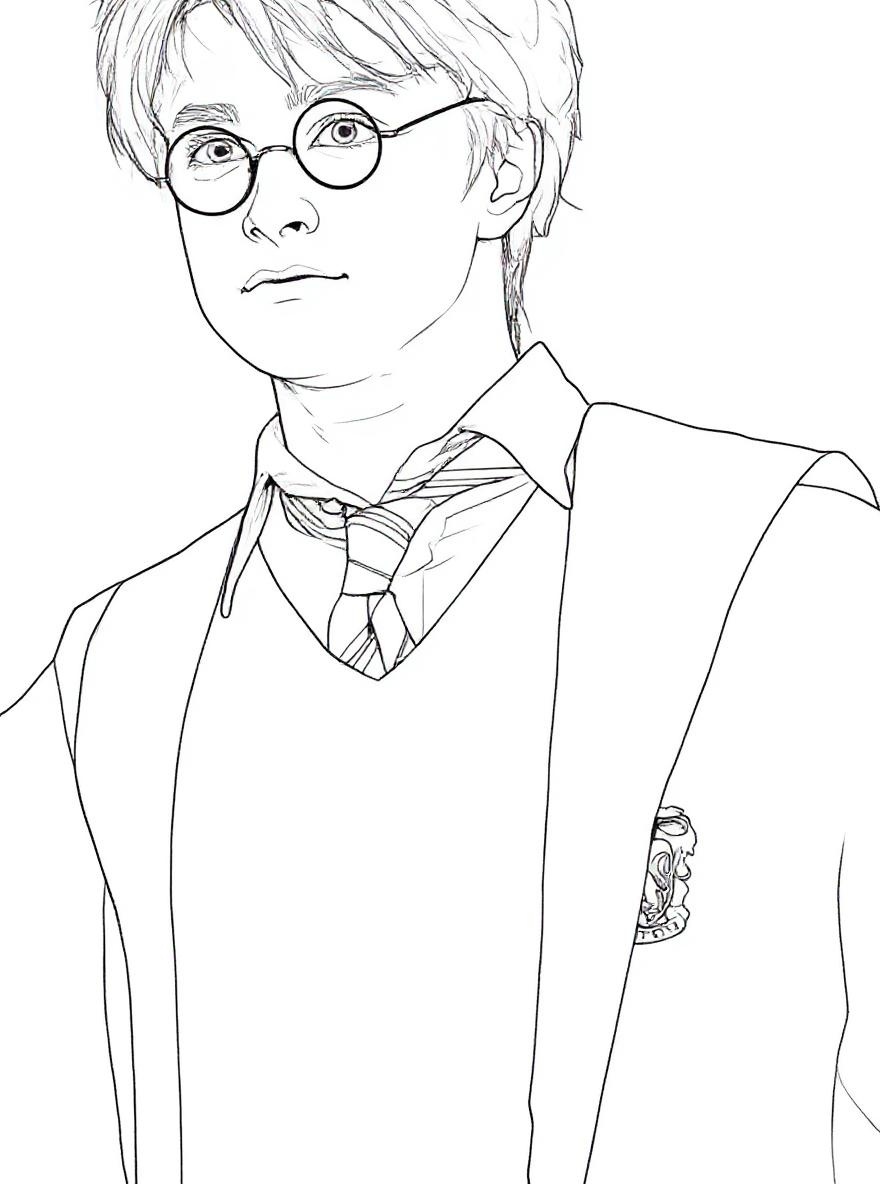 Harry Potter looking coloring page