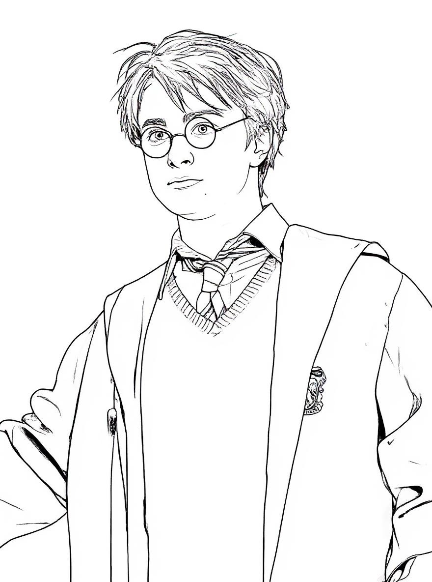 Harry Potter looking curious coloring page