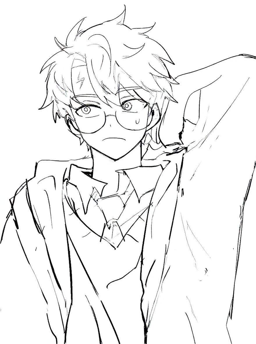 Harry Potter looking tired coloring page