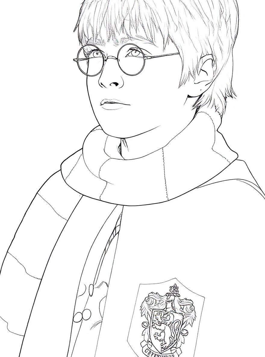 Harry Potter looking up coloring page