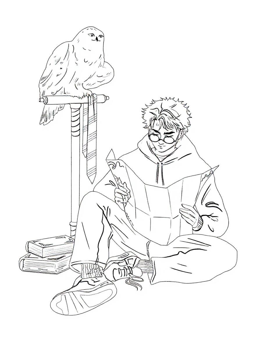 Harry Potter reading map coloring page