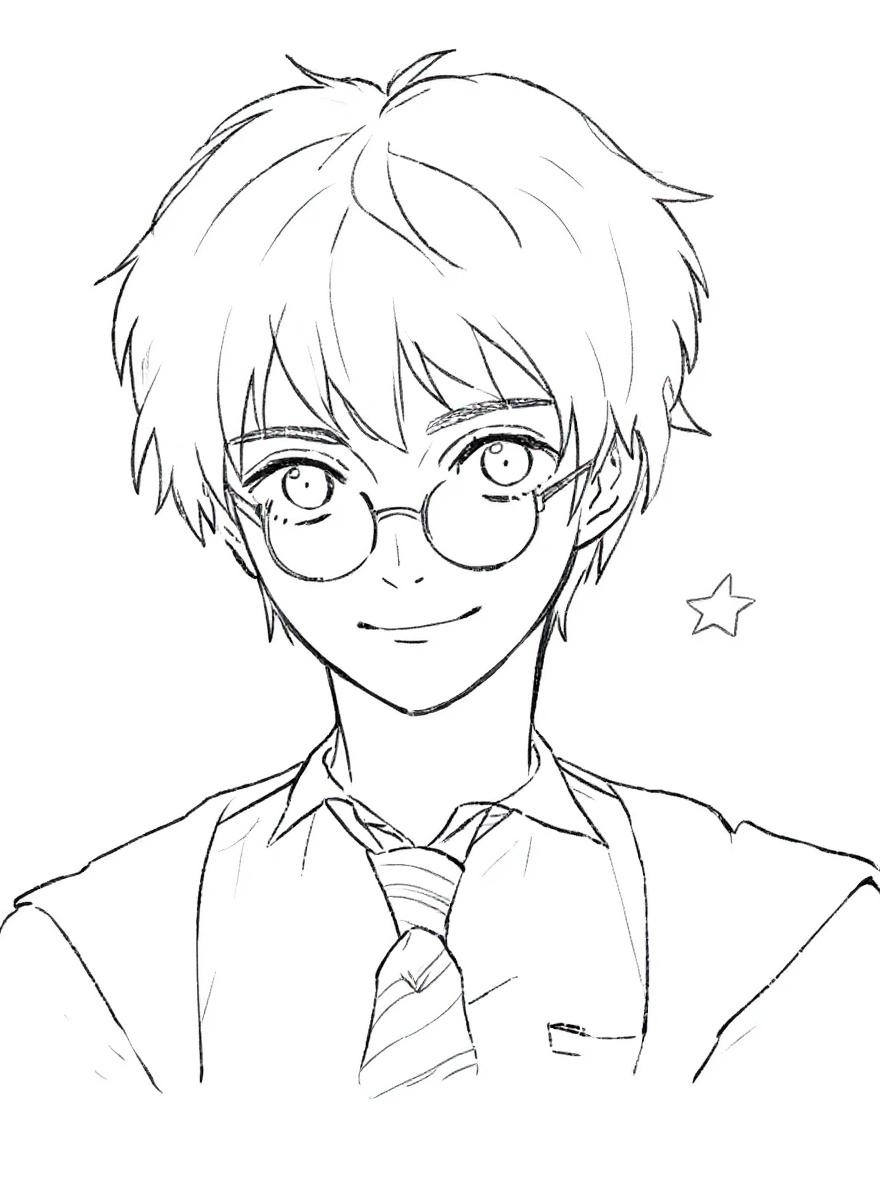 Harry Potter the young wizard coloring page