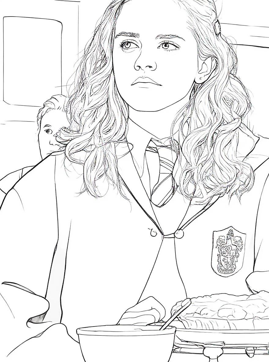Hermione Granger in the Great Hall coloring page