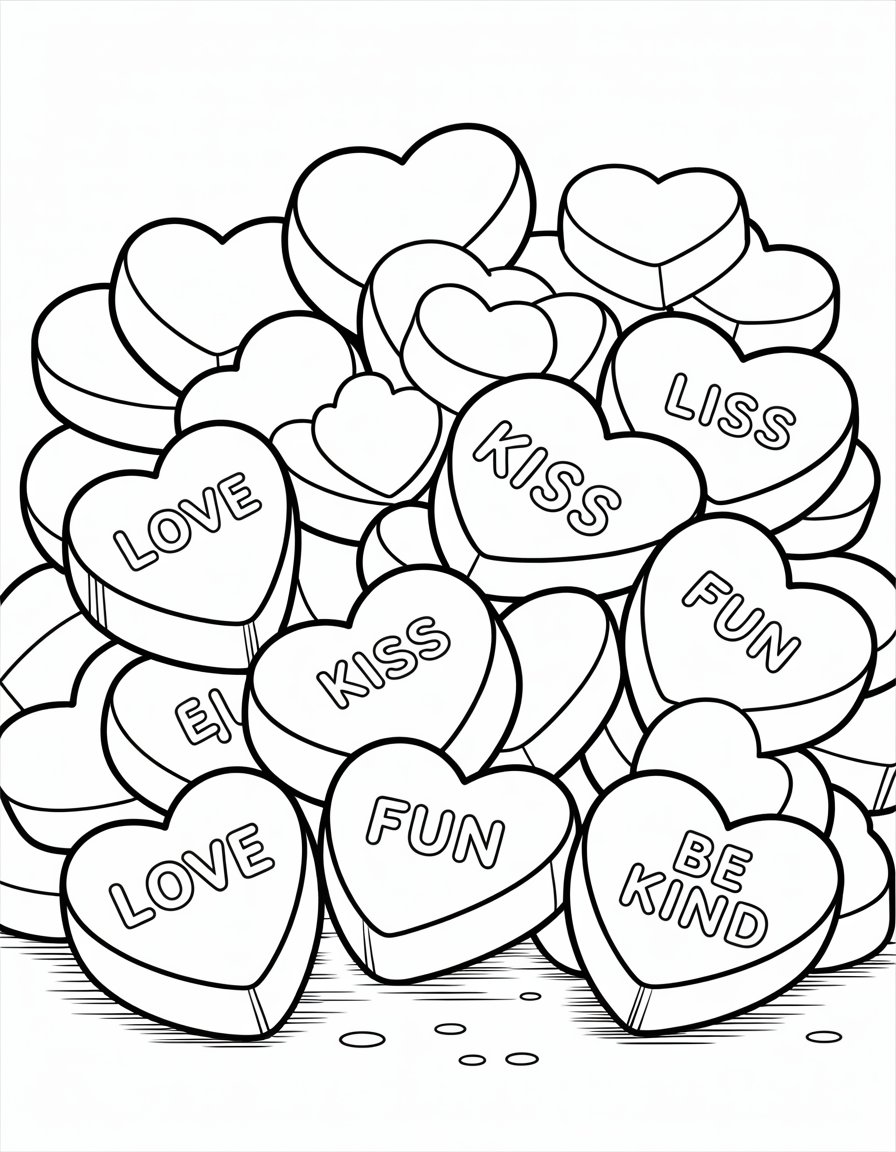 candy heart coloring page