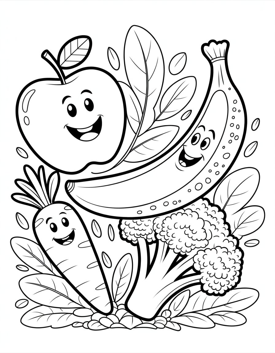 coloring page for healthy food
