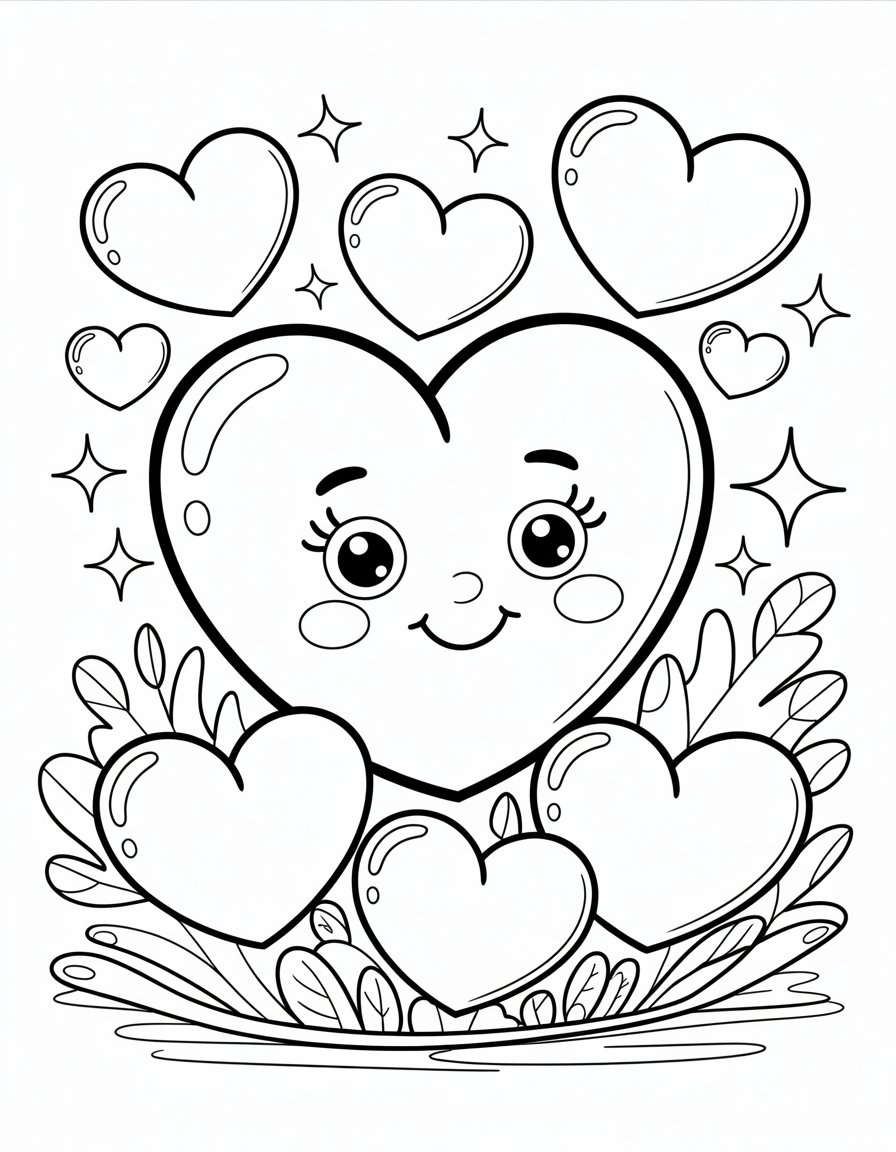 cute heart coloring page