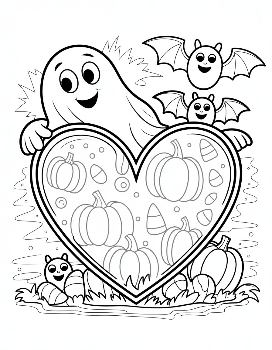 halloween heart coloring page