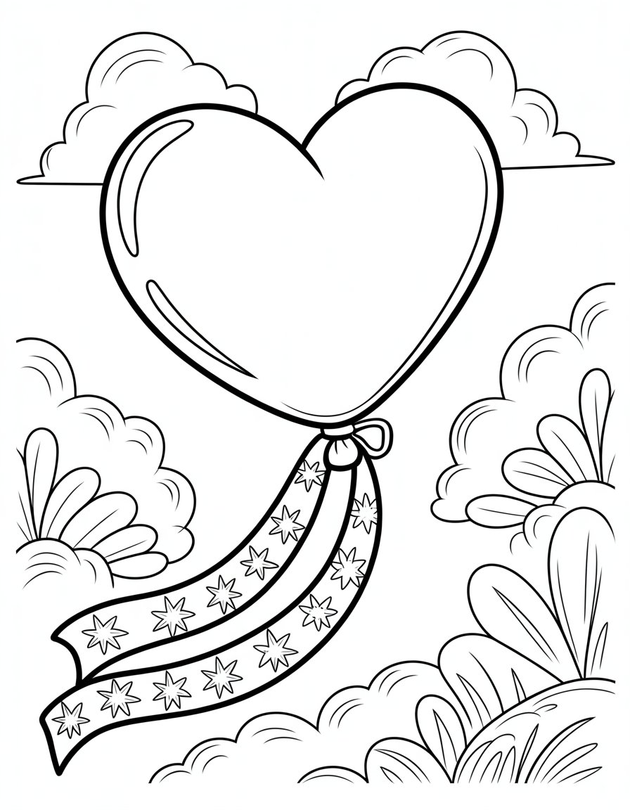 heart balloon coloring page
