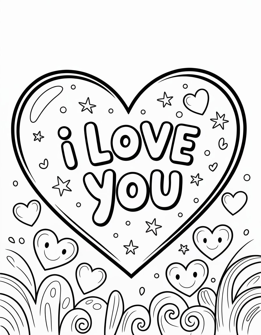 heart i love you coloring page