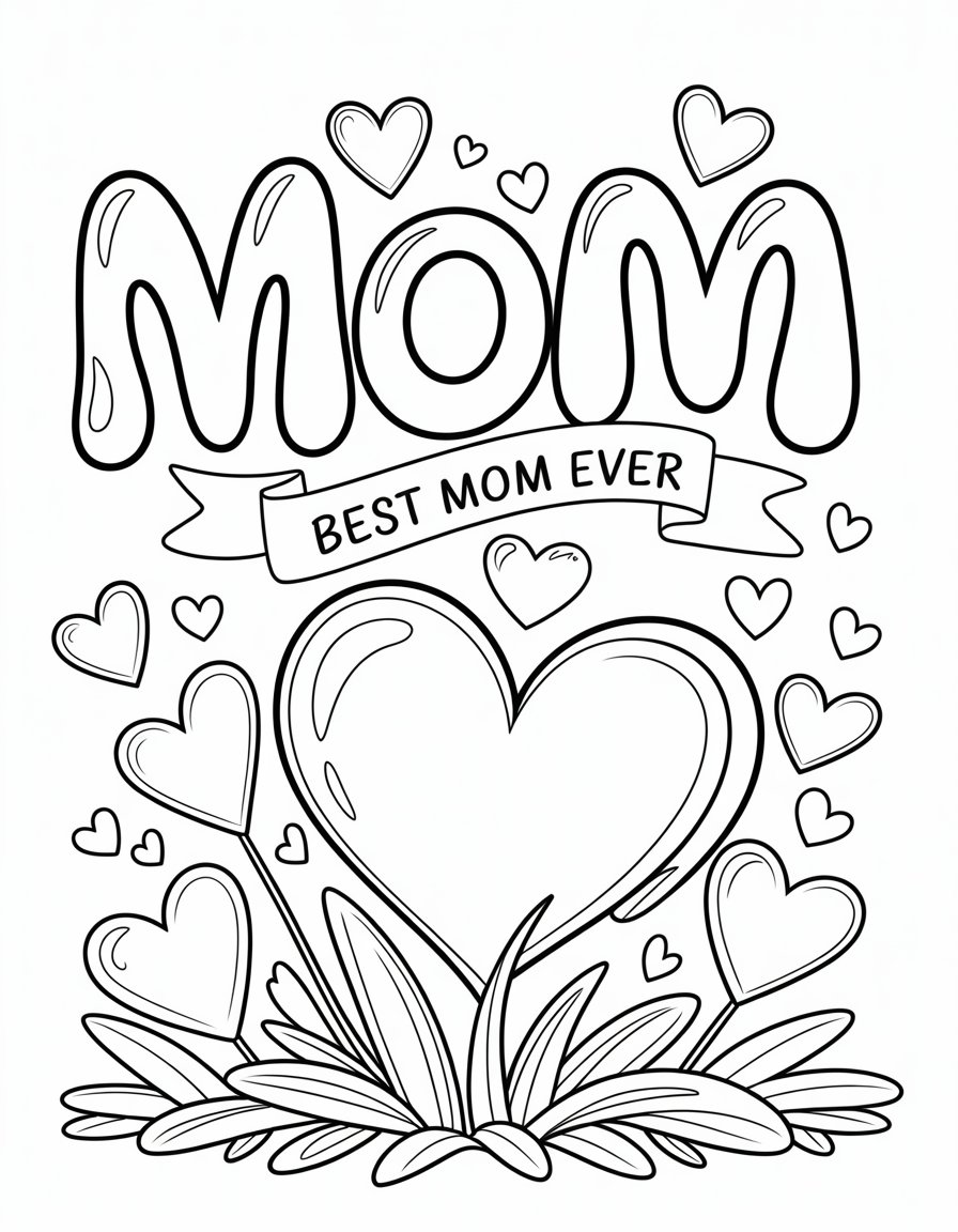 heart mom coloring page