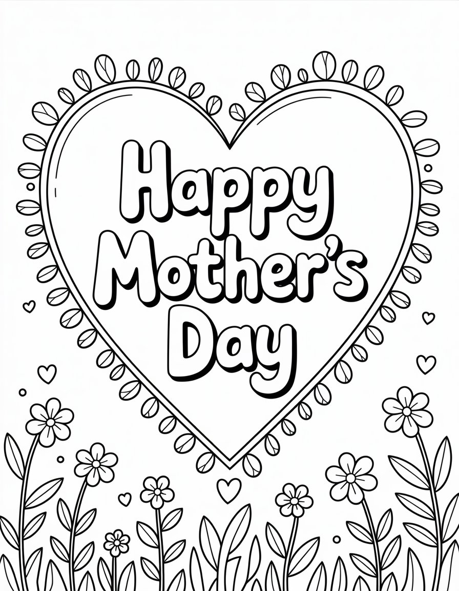 heart mothers day coloring page