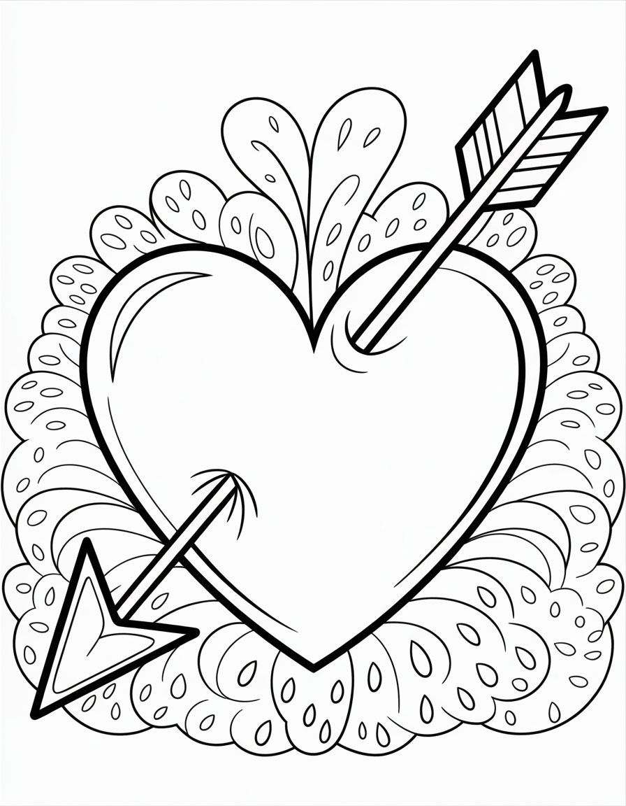 heart with arrow coloring page