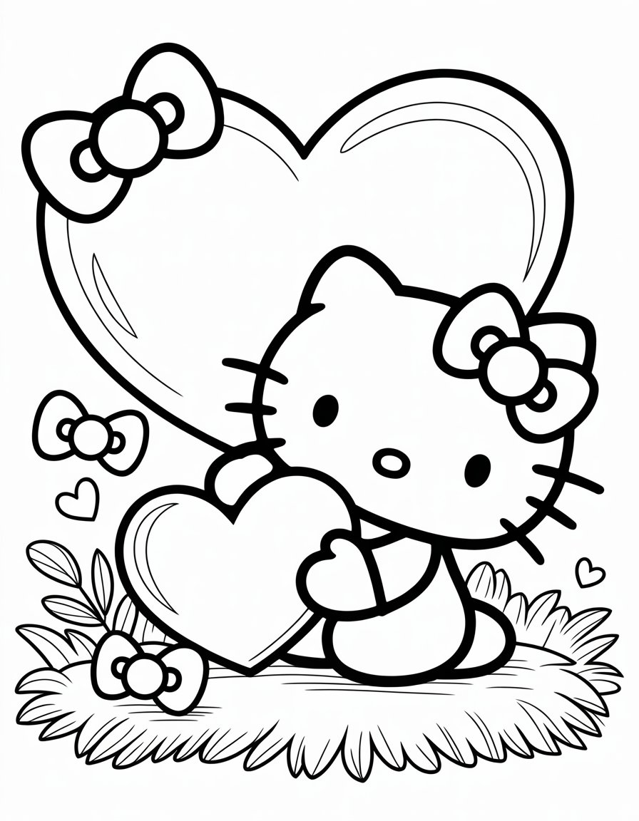 hello kitty heart coloring page