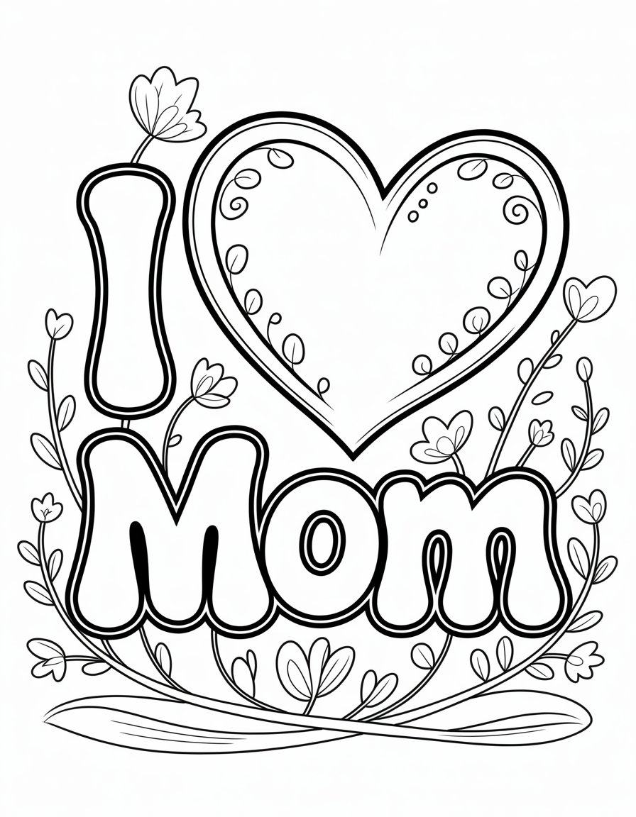 i love mom coloring page