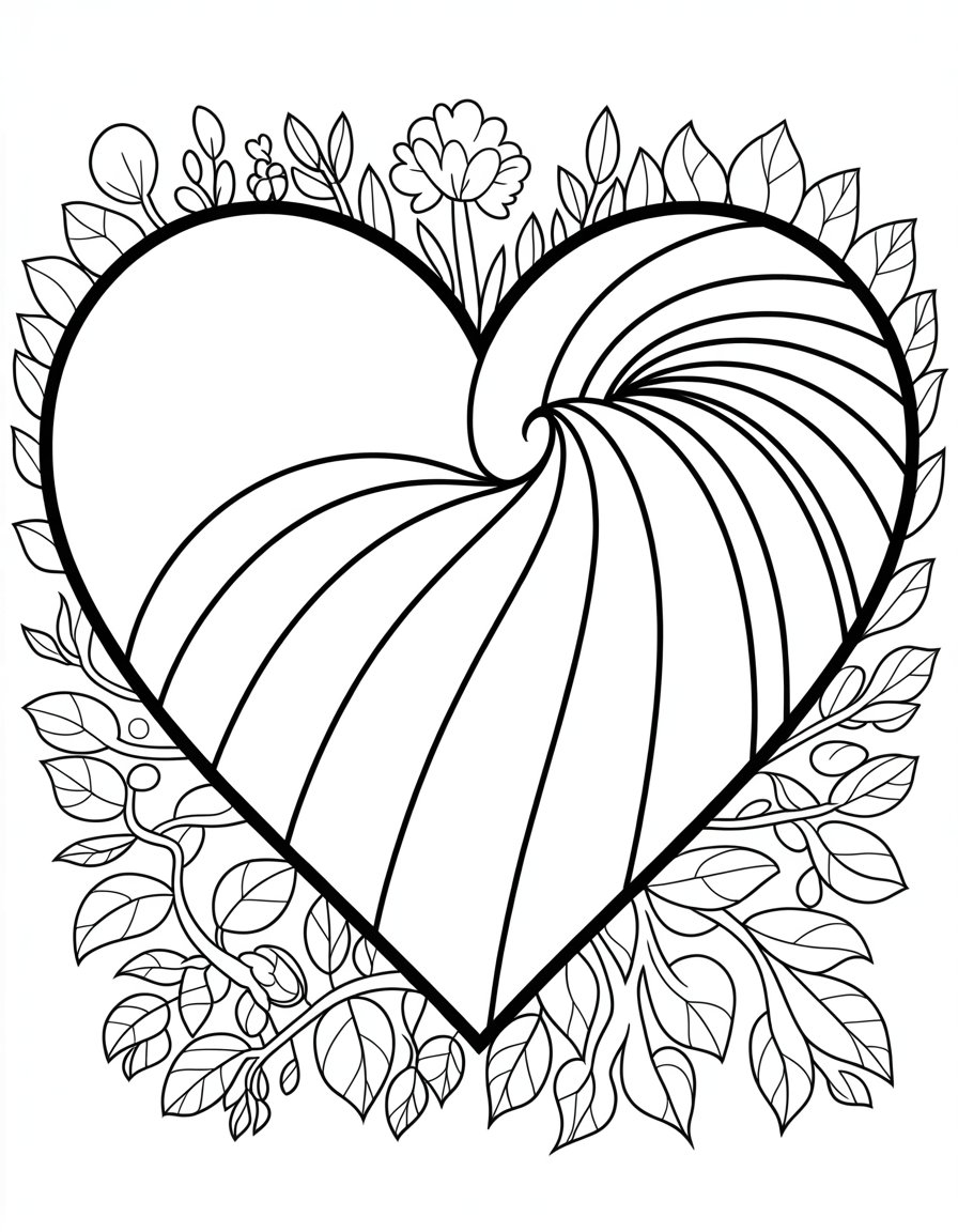 rainbow heart coloring page