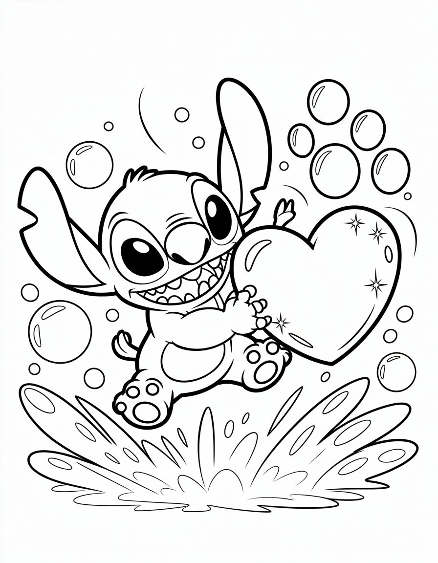 stitch heart coloring page