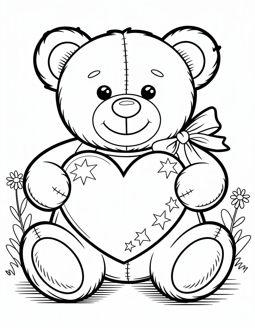 teddy bear heart coloring page