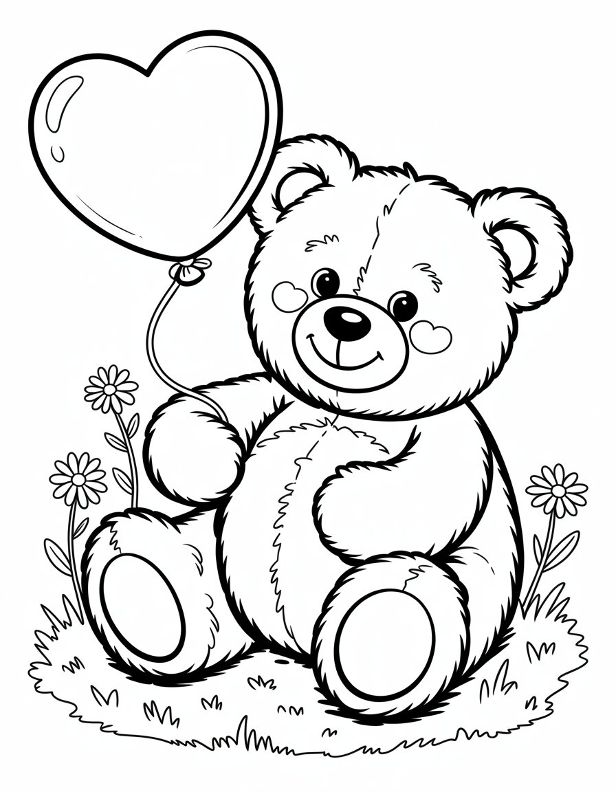 teddy bear with heart coloring page