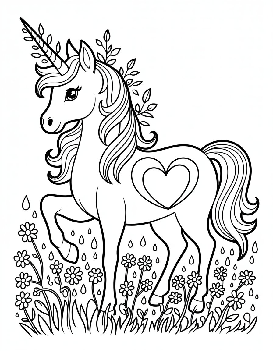 unicorn heart coloring page