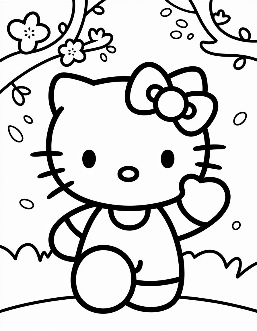 cute hello kitty coloring page
